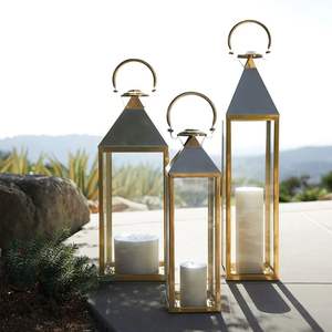 Candelabro de linterna de acero inoxidable bellamente diseñado Diseño moderno Bodas Navidad Elegante sala de estar cálida Entrada - Product Image 1