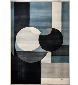 Tapis contemporain abstrait géométrique en laine touffeté à la main forme rectangulaire moderne haute pour bureau à domicile salon charbon de bois - Product Image 3