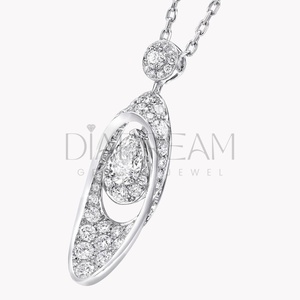 Elegante Collar de plata de ley 925 para mujer, forma de pera, moissanita, cadena de clavícula de diamante, elegante compromiso, fiesta de boda - Product Image 5