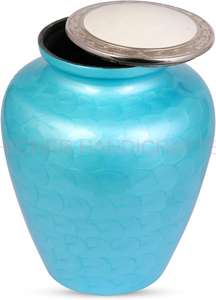 Urne funéraire en aluminium de taille personnalisée pour restes funéraires, ensemble d'urnes funéraires avec urnes en forme de cœur et de souvenir, finition émaillée bleue - Product Image 2