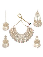 Conjunto de Collar, Pendientes y Pulsera de Zirconia India Polki de Excelente Calidad, Sin Cortar, 20 Quilates, Multicolor, Forma de Pera, Cuentas de 3mm