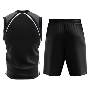 Conjunto de Camiseta de Baloncesto sin Mangas con Cuello en V para Hombre, Color Negro, Pantalones Cortos Deportivos con Cintura Elástica de Poliéster que Absorben la Humedad, Ropa Deportiva para Todas las Temporadas - Product Image 3