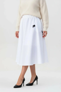 Women's Pocketed <b>Belted</b> Skirt <b>Elastic</b> Waistband Comfortable Everyday Style - Product Image 4