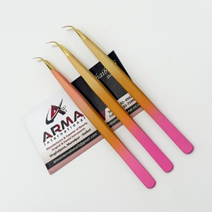 แหนบต่อขนตาแบบกึ่งโค้งเคลือบด้านไล่เฉดสีสแตนเลสแหนบปลายแหลมแข็งแรงปรับแต่งได้ - Product Image 3