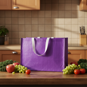 ถุงช้อปปิ้งผ้า PP ทอแบบกำหนดเองได้ พร้อมหูหิ้วสาย PP สำหรับซูเปอร์มาร์เก็ตและบรรจุภัณฑ์อาหาร - Product Image 1