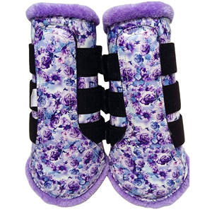 Botas de cepillado de neopreno para caballos, prevención de lesiones de seguridad en las piernas, envolturas para caballos con piel, equipo veterinario equino para equitación ecuestre - Product Image 3