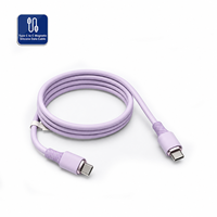 Câble de données magnétique en silicone Type C vers C 100W 5A, câble de charge rapide USB C, cordon de chargeur USB-C PD violet pour téléphones portables et ordinateurs portables