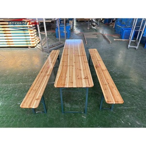 Set da <span class=keywords><strong>Birreria</strong></span> con Tavolo e Panche <span class=keywords><strong>Pieghevoli</strong></span> in Legno a 3 Pezzi, Prezzo di Fabbrica, per Spiaggia, Campeggio e Birrerie - Product Image 2