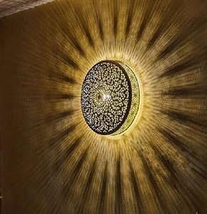 โคมไฟระย้าแบบโมรอกโกลด์ทองเหลืองทรงกลมหรูหราหล่อลายดอกไม้และจุดเงากว้างที่น่าทึ่งในราคาขายส่ง - Product Image 5