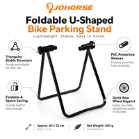 Support de stationnement pliable pour vélo, type U, support de roue arrière, support triangulaire stable, revêtement PVC, support de rangement au sol pour intérieur