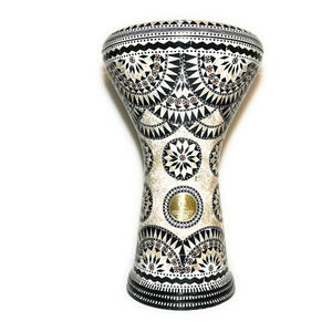 Gawharet El Fan Egyptian Darbuka Aluminum Hand <b>Drum</b> Black and White Geometric for Inlay Professional Doumbek - Product Image 1