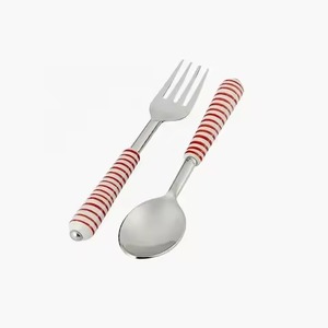 Servidor de ensalada real dorado de Metal con mango de resina blanca para mesa de comedor, juego de servidor de ensalada de acero inoxidable para comer comida - Product Image 4