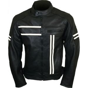 Mens Motorcycle Biker Strip Style Cafe Racer Moto <b>Leather</b> <b>Jacket</b> <b>Real</b> Genuine <b>Leather</b> Racing Cafe Motorbike <b>Jacket</b> Wholesale OEM - Product Image 4