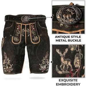 2025 Bavarian <b>Shorts</b> Customized Made Premium Quality Breathable Lederhosen Bavarian <b>Shorts</b> New Design Stylish - Product Image 3
