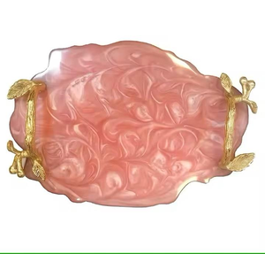 Plateau rectangulaire en résine époxy rouge de haute qualité avec poignée en laiton pour le service à domicile, au restaurant et les pièces d'artisanat - Product Image 4