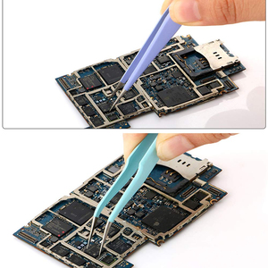 2 Pcs Pince à épiler en acier inoxydable pour extensions de cils Autocollant électronique pour ongles Bijoux strass antistatique non magnétique (rose) - Product Image 5