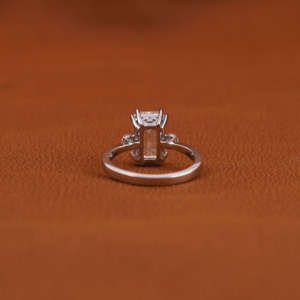 18KT Solid Gold Luxury Wedding <b>Ring</b> <b>Emerald</b> Cut Lab Grown Diamond Engagement Solitaire Side Round Cut Diamond IGI Certified <b>Ring</b> - Product Image 3