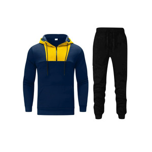 Conjunto Deportivo de Dos Piezas con Sudadera con Capucha de Color Sólido para Hombre, Ropa Deportiva Informal de Moda para Exteriores, Chándal para Hombre - Product Image 1