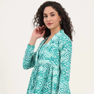 Vestidos Midi Estampados Florales Más Vendidos, 100% Algodón, Cuello Cuadrado, Secado Rápido, Ecológicos, Estilo Vintage, Casuales, para Playa, Verano - Product Image 1