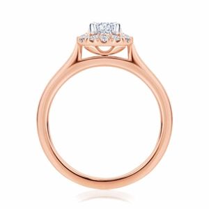 Anillo de Compromiso con Halo de Diamantes de Laboratorio, Corte Ovalado, Engaste de 4 Puntas - Product Image 5