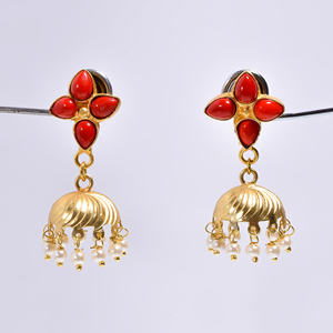 Boucles d'oreilles en laiton plaqué or 14k belles pierres précieuses grossiste de bijoux en pierres précieuses en laiton fait à la main fabricant de bijoux en laiton personnalisé - Product Image 2