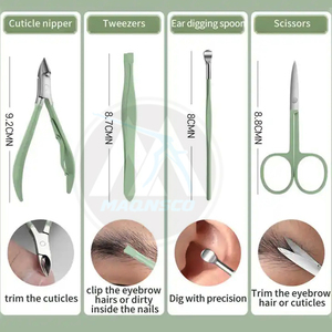 Set de Manicura Profesional MAQNSCO de Acero Inoxidable - Kit de 18 Piezas para Cortar Uñas con Anillos de Color, Herramientas para el Cuidado de las Uñas, Modelo para Uso Doméstico MA-0-10 - Product Image 3