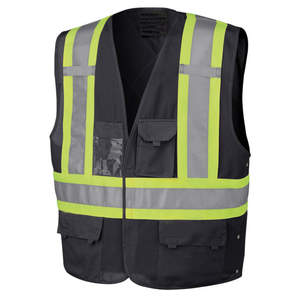 Gilet de sécurité réfléchissant haute visibilité Logo personnalisé Multi-poches Maille respirante Imperméable Séchage rapide Nylon/Polyester Vêtements de travail - Product Image 1
