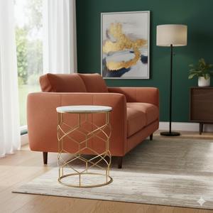 Ensemble de tables basses gigognes modernes, design gain de place, finition laiton satiné brossé, construction en acier inoxydable pour mobilier de salon - Product Image 2