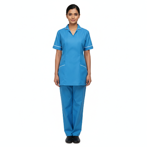 ชุดยูนิฟอร์มพยาบาลคุณภาพสูง ผ้าโพลีเอสเตอร์ผสมคอตตอน แบบถัก สำหรับทุกเพศ ตรวจจับการสัมผัสเข็มได้ - Product Image 2