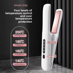 Plancha de pelo de hierro plano de cerámica inalámbrica eléctrica RV Ready Ajuste de temperatura de 4 velocidades Carga USB portátil - Product Image 1