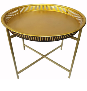 Meuble de maison moderne Table basse en bois et fer doré Table de salon Table centrale avec cadre en métal - Product Image 1