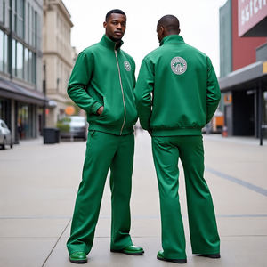 Chaqueta con cremallera para hombre de la mejor calidad, pantalón acampanado, chándal con cremallera, pantalón de gran tamaño, chándal con cremallera de poliéster y algodón - Product Image 1