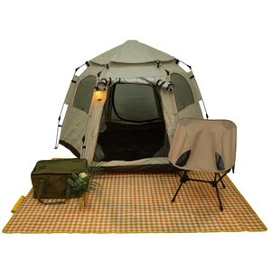 Tenda Glamping Esagonale Istantanea per Tutte le Condizioni Meteo, Apertura Automatica, Tessuto Oxford Impermeabile per Campeggio all'Aperto - Product Image 3
