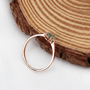 ซื้อ September เดือนพลอยแซฟไฟร์สีเขียวธรรมชาติและเพทายลูกบาศก์พลอยกุหลาบทอง925ชุบแข็งแหวนเงินสเตอริง - Product Image 3