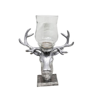 Soporte de pilar de vela de aluminio y vidrio decorativo de Navidad, tarro de vela de Color plateado para Festival y decoración del hogar - Product Image 1