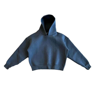Baggy personnalisé épais caoutchouteux étiquette recadrée sweat à capuche surdimensionné vierge polaire récolte survêtement poids lourd hommes sweats à capuche de haute qualité - Product Image 1