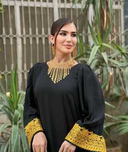 ชุดเดรสลำลองของชนเผ่า afghan kuchi สำหรับผู้หญิงชุดเดรสลูกไม้ตกแต่งสำหรับงานแต่งงานเจ้าสาวมีซิปสีทึบสำหรับ100% - Product Image 6