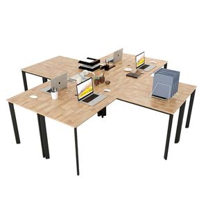 Escritorio de Diseño Contemporáneo en Forma de L con 4 Esquinas, Modelo Oval Concept HBOV028, Elegante Escritorio de 4 Lados - Product Image 1