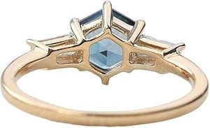 แหวนสตรีธรรมชาติสีขาวบุษราคัมพลอยบุษราคัมพลอยเกิดใหม่งานหมั้นแฮนด์เมด925แหวนเงินสเตอร์ลิง - Product Image 4