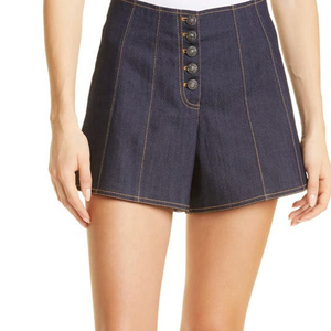 Premium Women’s Ripped Denim <b>Shorts</b> with Comfortable <b>High</b> <b>Waist</b>, Authentic Blue Wash, Artistic Tear Details - Product Image 1