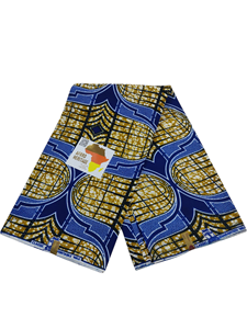 Tissu en coton véritable Vlisco, magnifiquement éblouissant, avec motifs abstraits et géométriques, 100 % coton, idéal pour les tenues de soirée. - Product Image 6