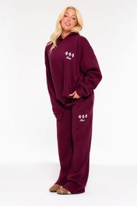 Conjunto Deportivo Largo Bordado Sólido de Invierno con Icono de Burbuja, Talla Grande, Color Borgoña y Rosa - Product Image 4