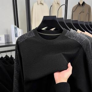 Nueva Sudadera de cuello redondo de terciopelo camello para hombre de otoño e invierno, camisa Base, camiseta de manga larga cálida para viajes de negocios - Product Image 4