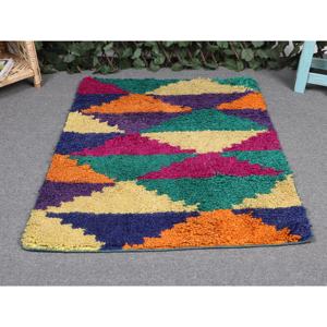 พรมวินเทจตุรกีขนาด 2.6x3.2 ฟุต พรมขนาดเล็ก พรมขนสัตว์สีเหลืองส้มสไตล์ตะวันตกเฉียงใต้ - Product Image 4