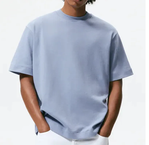 T-shirt homme uni de haute qualité, en coton soyeux, décontracté, respirant, à manches courtes, personnalisable avec logo en tissu. - Product Image 2