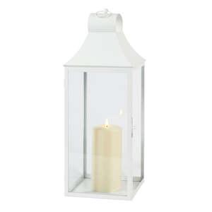 Lanternes bougeoirs élégants en acier inoxydable faits à la main carrés en métal blanc de différentes tailles pour les décorations de Noël pour la maison - Product Image 6