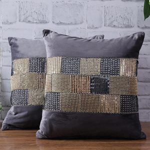 Almohada decorativa bordada con cuentas hecha a mano para sofá adornado sala de estar Patchwork Color personalizado tasa a granel - Product Image 5