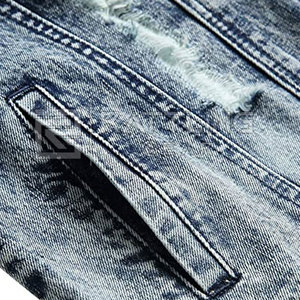 Veste en jean pour hommes imprimée de logo personnalisé de haute qualité 100% coton grande taille bas prix style de rue pour l'hiver - Product Image 6