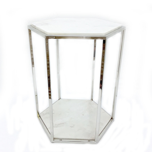 Base pulida brillante Diseño de forma triangular Mesa auxiliar Acero inoxidable Metal Estilo nórdico Mesa auxiliar de lujo - Product Image 3