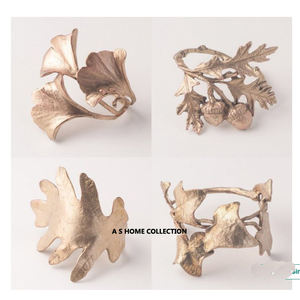 Anneau de serviette en aluminium plaqué or, design standard poli brillant, décoration de table, fabricant d'anneaux de serviette de mariage - Product Image 6